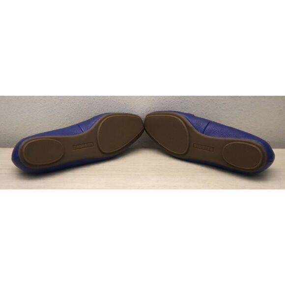 Talbots Women Sz 7.5M Blue Twilight Becca Braid Soft Pebbled Leather Flats - Picture 4 of 14